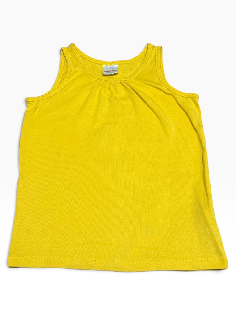 Hanna Andersson Yellow Ruffle Tank Girls 6/7 120 Pleated Neckline